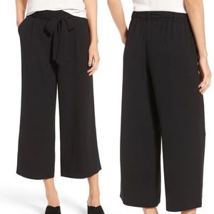 Wide Leg Crop Pants with Tie Waist